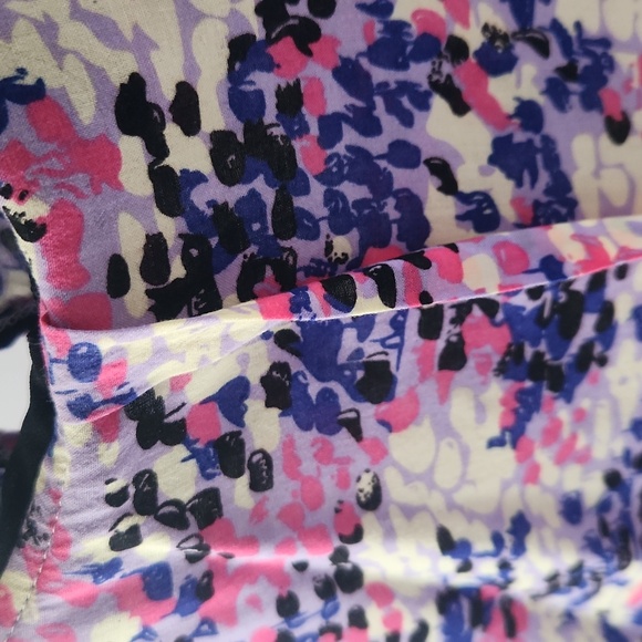 UNICA hiya Pink, purple, white, black pattern blouse cap sleeve Small - Picture 12 of 15